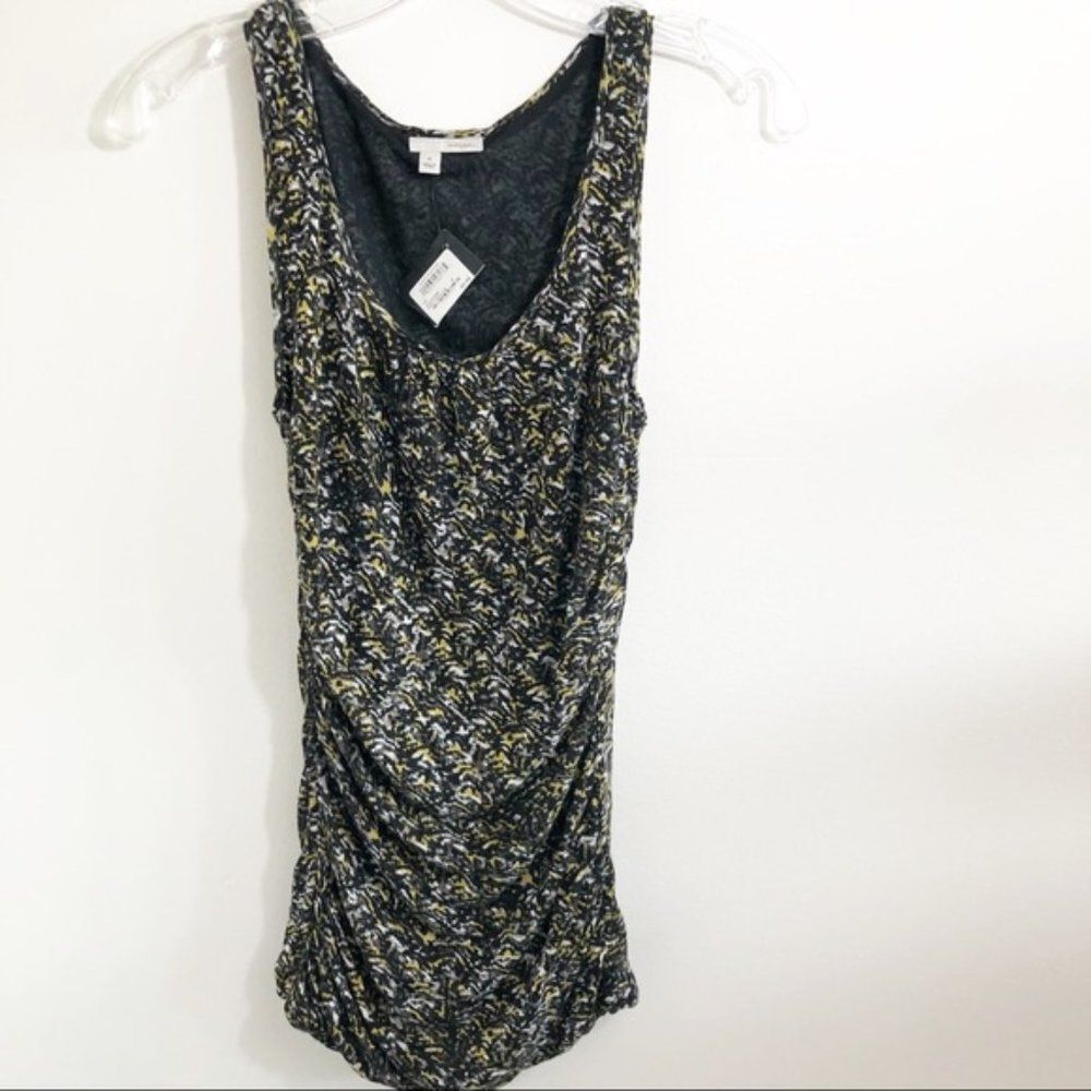 Halogen Black Print Ruched Side Tank NWT